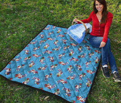 Skiing Dog Pattern Print Quilt