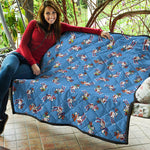 Skiing Dog Pattern Print Quilt