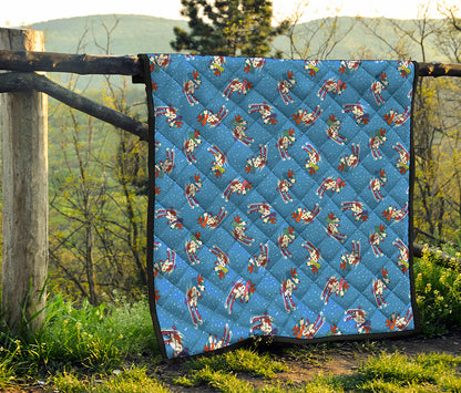 Skiing Dog Pattern Print Quilt