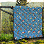 Skiing Dog Pattern Print Quilt