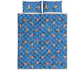Skiing Dog Pattern Print Quilt Bed Set