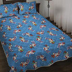 Skiing Dog Pattern Print Quilt Bed Set