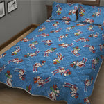 Skiing Dog Pattern Print Quilt Bed Set