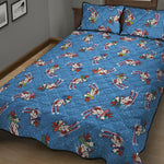 Skiing Dog Pattern Print Quilt Bed Set