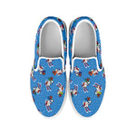 Skiing Dog Pattern Print White Slip On Shoes