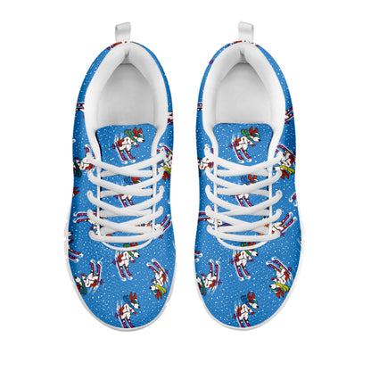 Skiing Dog Pattern Print White Sneakers