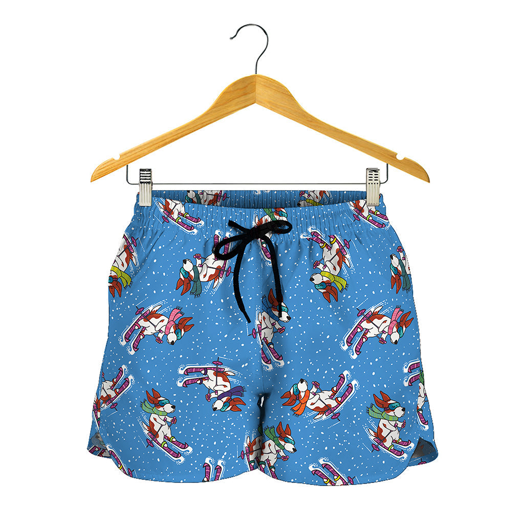 Skiing Dog Pattern Print Women's Shorts