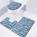 Skiing Equipment Pattern Print 3 Piece Bath Mat Set