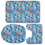 Skiing Equipment Pattern Print 3 Piece Bath Mat Set