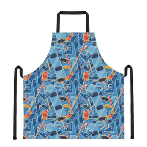 Skiing Equipment Pattern Print Apron