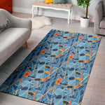 Skiing Equipment Pattern Print Area Rug