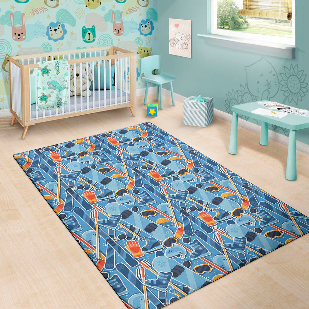 Skiing Equipment Pattern Print Area Rug