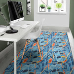 Skiing Equipment Pattern Print Area Rug