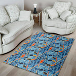 Skiing Equipment Pattern Print Area Rug