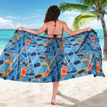 Skiing Equipment Pattern Print Beach Sarong Wrap