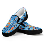 Skiing Equipment Pattern Print Black Slip On Shoes