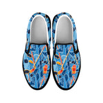 Skiing Equipment Pattern Print Black Slip On Shoes