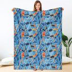 Skiing Equipment Pattern Print Blanket