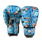 Skiing Equipment Pattern Print Boxing Gloves