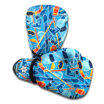 Skiing Equipment Pattern Print Boxing Gloves