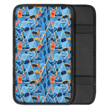 Skiing Equipment Pattern Print Car Center Console Cover