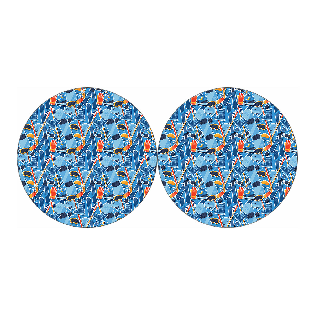 Skiing Equipment Pattern Print Car Coasters
