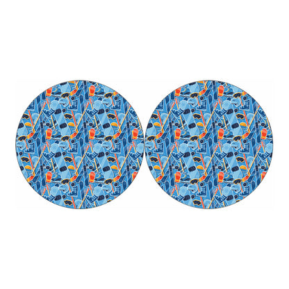 Skiing Equipment Pattern Print Car Coasters