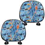 Skiing Equipment Pattern Print Car Headrest Covers