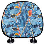 Skiing Equipment Pattern Print Car Headrest Covers