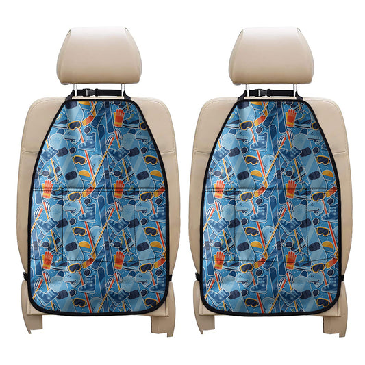 Skiing Equipment Pattern Print Car Seat Organizers