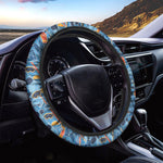 Skiing Equipment Pattern Print Car Steering Wheel Cover