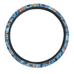Skiing Equipment Pattern Print Car Steering Wheel Cover