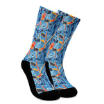 Skiing Equipment Pattern Print Crew Socks