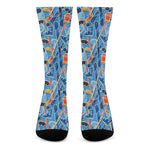 Skiing Equipment Pattern Print Crew Socks