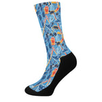 Skiing Equipment Pattern Print Crew Socks