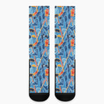 Skiing Equipment Pattern Print Crew Socks