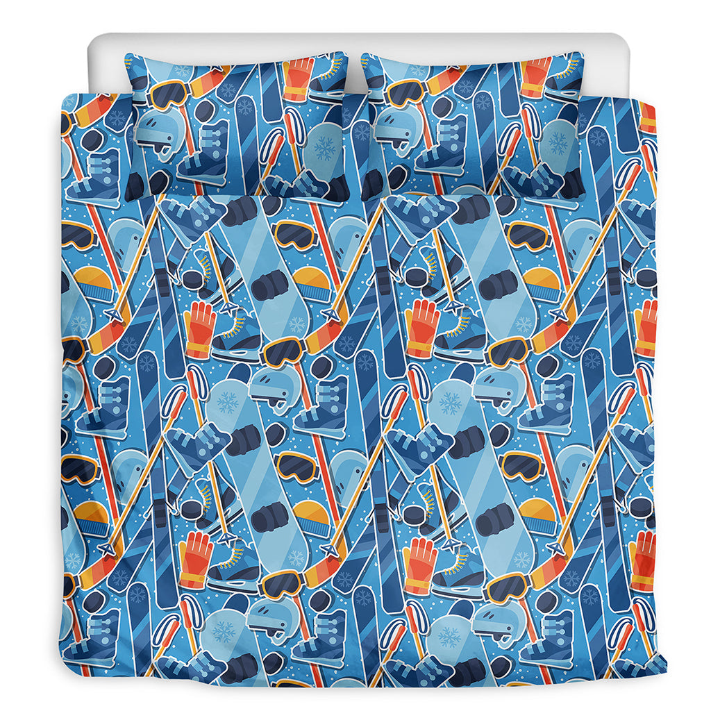 Skiing Equipment Pattern Print Duvet Cover Bedding Set