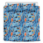 Skiing Equipment Pattern Print Duvet Cover Bedding Set