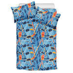 Skiing Equipment Pattern Print Duvet Cover Bedding Set