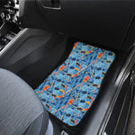 Skiing Equipment Pattern Print Front and Back Car Floor Mats