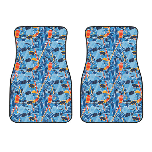 Skiing Equipment Pattern Print Front Car Floor Mats