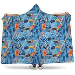 Skiing Equipment Pattern Print Hooded Blanket