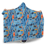 Skiing Equipment Pattern Print Hooded Blanket