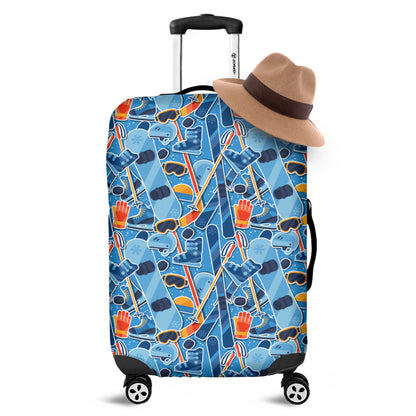 Skiing Equipment Pattern Print Luggage Cover