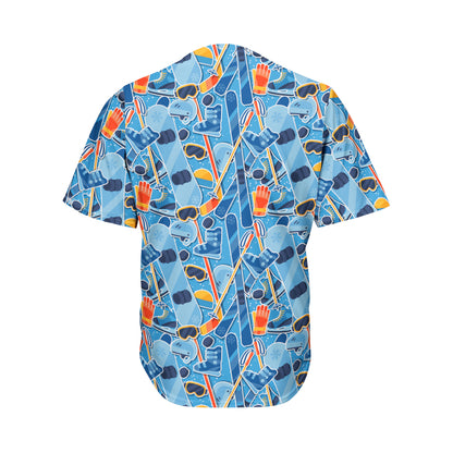 Skiing Equipment Pattern Print Men's Baseball Jersey