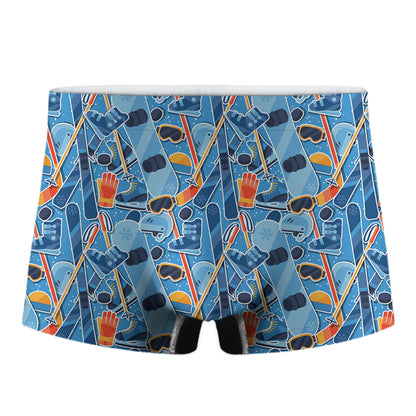 Skiing Equipment Pattern Print Men's Boxer Briefs