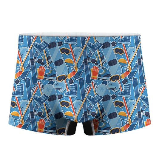 Skiing Equipment Pattern Print Men's Boxer Briefs
