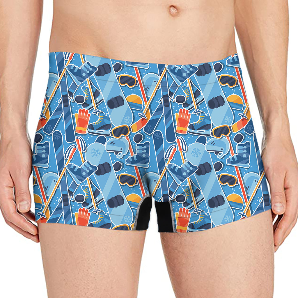 Skiing Equipment Pattern Print Men's Boxer Briefs