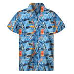 Skiing Equipment Pattern Print Men's Short Sleeve Shirt