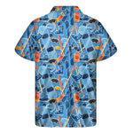 Skiing Equipment Pattern Print Men's Short Sleeve Shirt